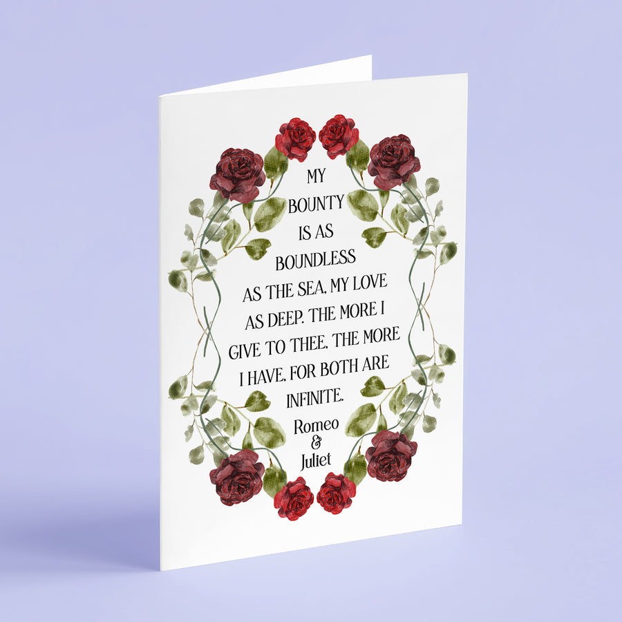 Romeo and Juliet - 'As Boundless As The Sea' Literary Quote Card