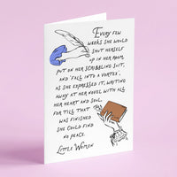 Little Women - 'Writing Away At Her Novel' Literary Quote Card