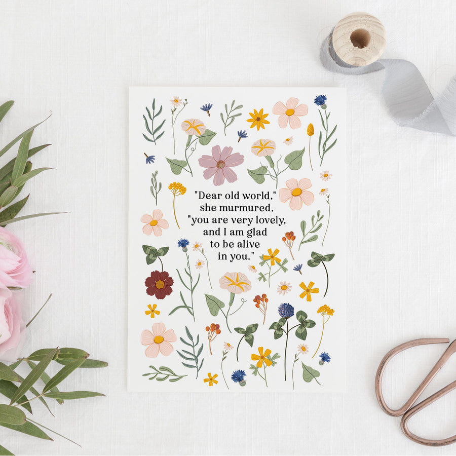 Anne of Green Gables - 'Dear Old World' Literary Quote Card