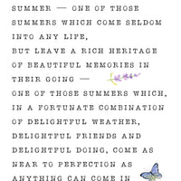 Anne's House of Dreams - 'One Of Those Summers' Literary Quote Card