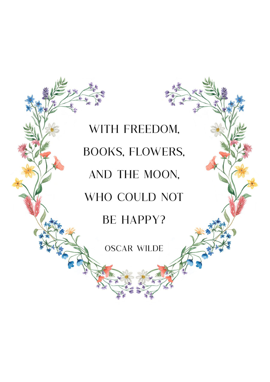 Oscar Wilde - 'Freedom Books Flowers and the Moon' Print