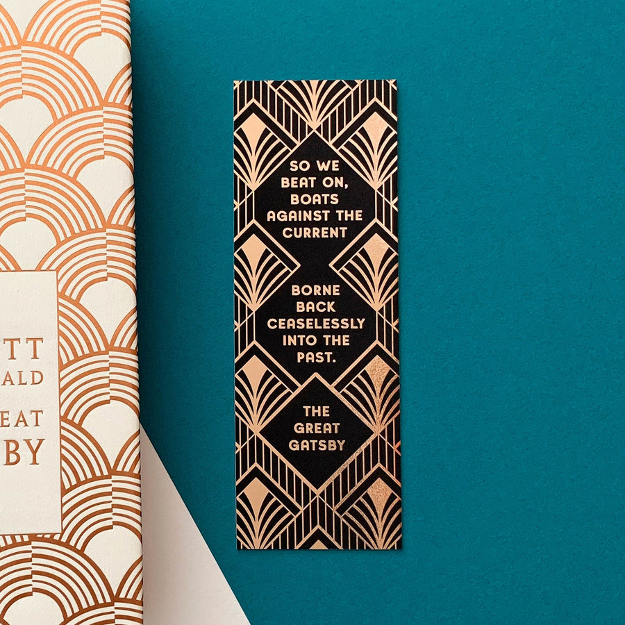 The Great Gatsby - 'So We Beat On' Rose Gold Foil Bookmark