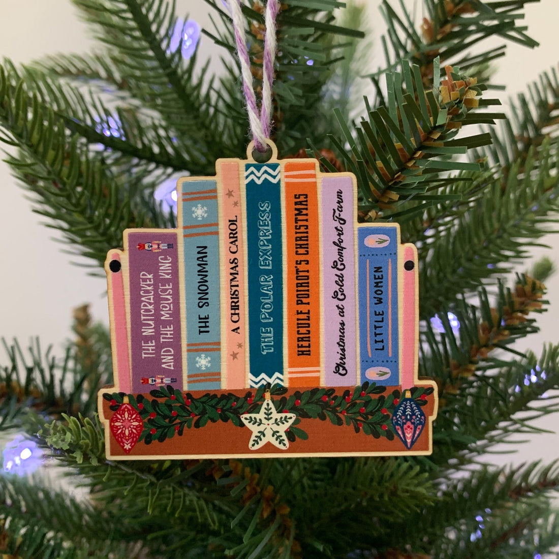Festive Bookshelf Wooden Christmas Tree Decoration