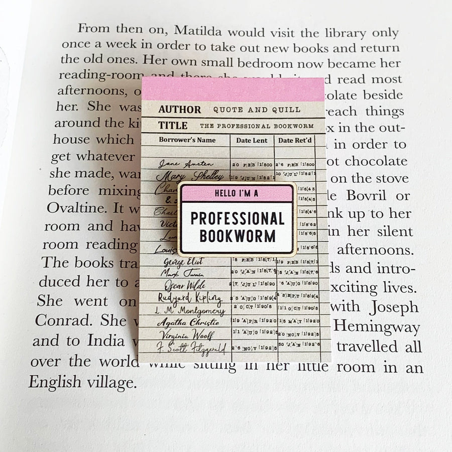 Professional Bookworm Wooden Pin