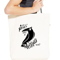 Alice In Wonderland - 'Why Is A Raven Like A Writing Desk' Recycled Tote Bag