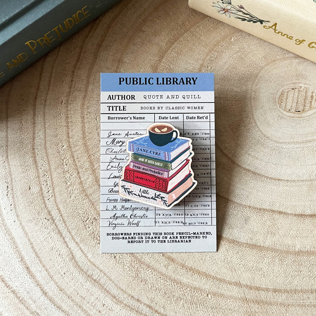 Books By Classic Women Wooden Pin