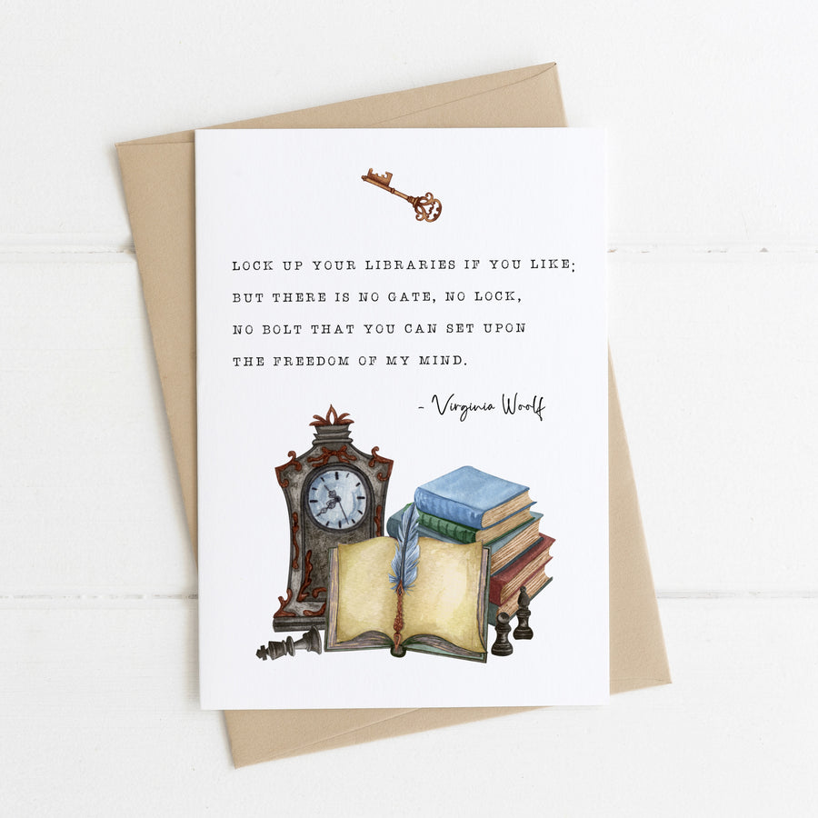 Virginia Woolf - 'Lock Up Your Libraries' Literary Quote Card